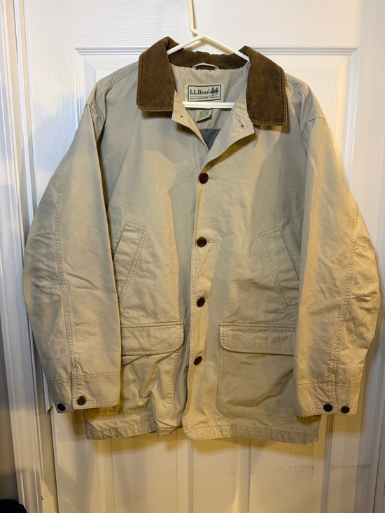 L.L. Bean Other - VINTAGE L.L. Bean Men's Jacket in Khaki with Brown Corduroy Collar